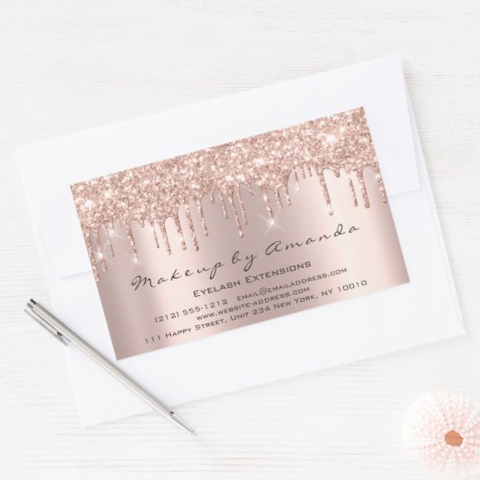 まつ毛エクステンションメイクアップアーティスト美しいスパークバラ 長方形シール (封筒)