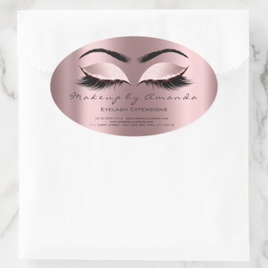 まつ毛エクステンションメイクアップアーティスト美しいプリンセス 楕円形シール (バッグ)