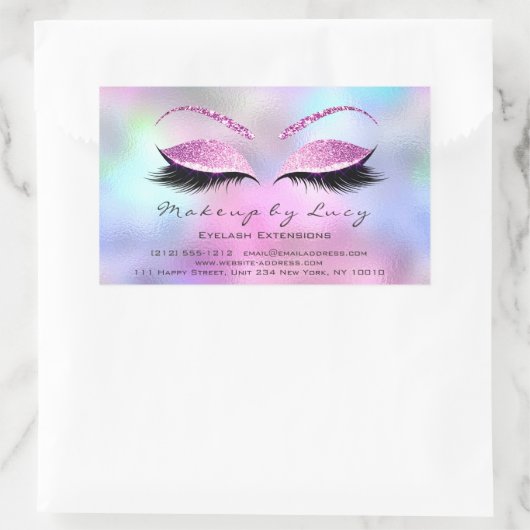 まつ毛エクステンションメイクアップ美しいサロンピンクグラデーション 長方形シール (バッグ)