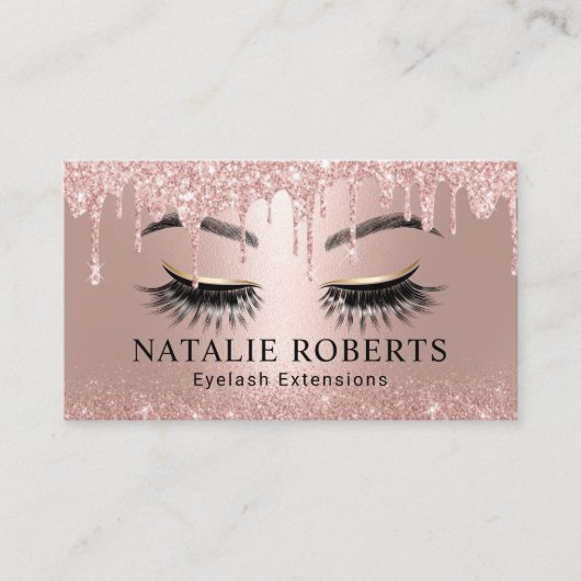 まつ毛エクステンションモダンバラ金ゴールドドリップサロン 名刺 (正面)