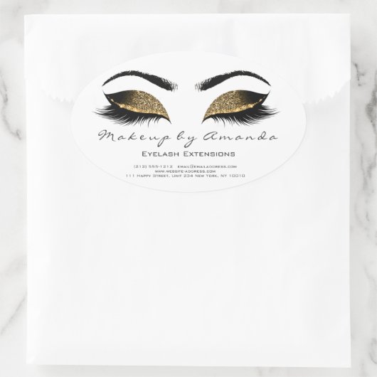 まつ毛エクステンションラウンドメイクアップアーティスト美しいサロン 楕円形シール (バッグ)