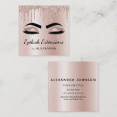 まつ毛エクステンションラッシュグリッターバラ金ゴールドピンク スクエア名刺 (正面/裏面)