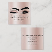 まつ毛エクステンションラッシュグリッターバラ金ゴールドピンク スクエア名刺 (正面/裏面)