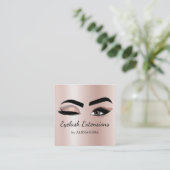 まつ毛エクステンションラッシュグリッターバラ金ゴールドピンク スクエア名刺 (スタンド正面)