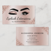 まつ毛エクステンションラッシュグリッターバラ金ゴールドピンク 名刺 (正面/裏面)
