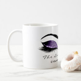 まつ毛エクステンション美しいスタジオパープルグリッター コーヒーマグカップ