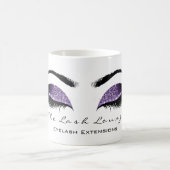 まつ毛エクステンション美しいスタジオパープルグリッター コーヒーマグカップ (中央)