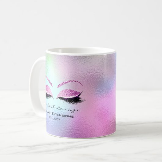 まつ毛エクステンション美しいスタジオピンクブルーグラデーション コーヒーマグカップ (正面左)