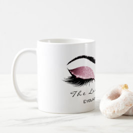 まつ毛エクステンション美しいスタジオピンクローズグリッター コーヒーマグカップ