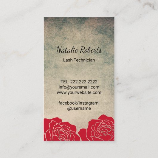 まつ毛エクステンション美しいフローラスカルヴィンテージ 名刺 (裏面)