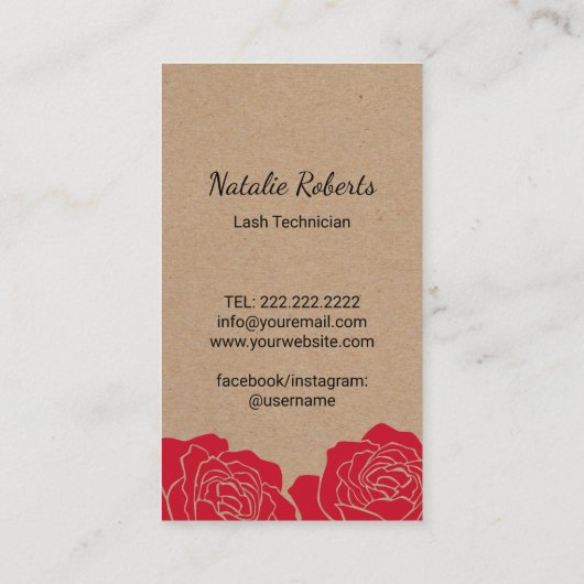 まつ毛エクステンション美しいフローラスカル 素朴 名刺 (裏面)