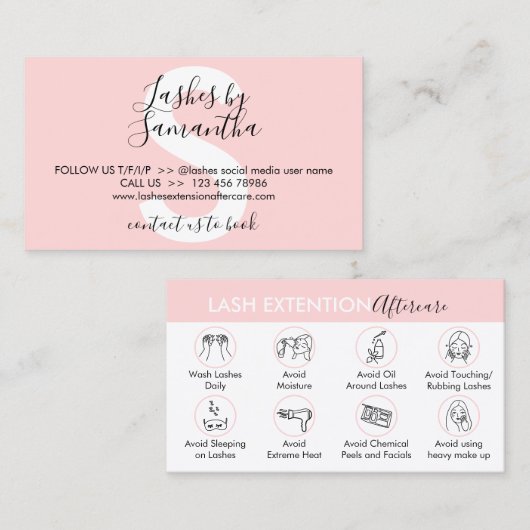 まつ毛エクステンション製品アフターケア指導 名刺 (正面/裏面)