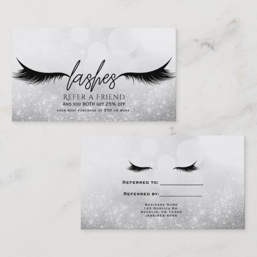 まつ毛エクステンション銀友人を参照 紹介カード (正面/裏面)