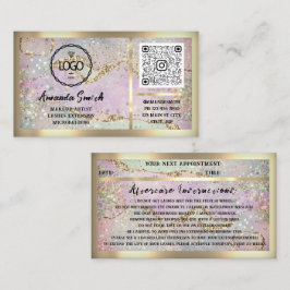 まつ毛エクステンションQRCodeロゴホログラフグリッター 名刺