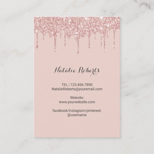 まつ毛サロン赤面ピンクローズ金ゴールドドリップアフターケア 名刺 (裏面)