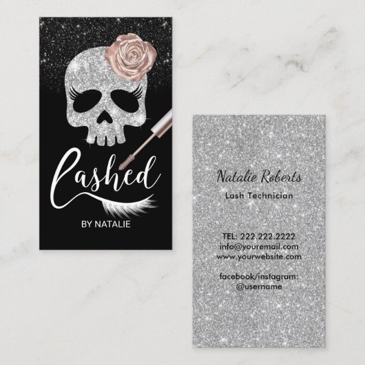 まつ毛スカル美しいモダンまつ毛エクステンション 名刺 (正面/裏面)