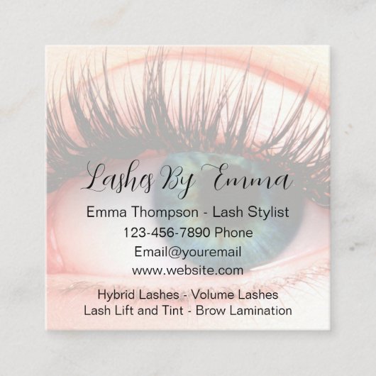 まつ毛スタイリストトレンディーバジェット名刺 スクエア名刺 (正面)