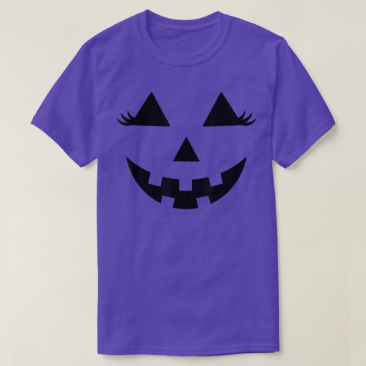 まつ毛ティー – ハロウィーン衣装カボチャ顔コスク Tシャツ (デザイン正面)