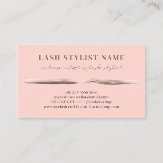 まつ毛テクニックピンク抽象芸術 名刺 (裏面)