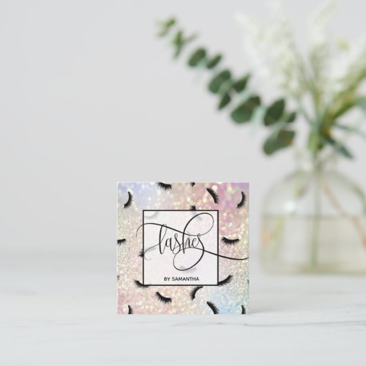 まつ毛パターンまつ毛の多いアーティスト スクエア名刺 (スタンド正面)