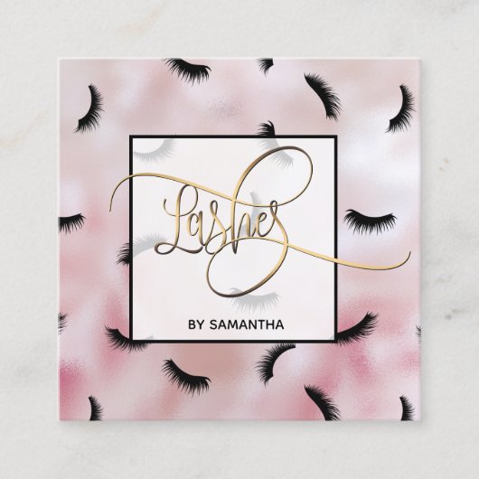まつ毛パターンまつ毛の多いアーティスト スクエア名刺 (正面)