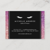 まつ毛パープル/ピンクグリッターサロンアフターケアカード 名刺 (裏面)