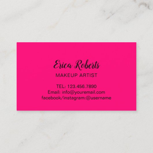 まつ毛ホットピンクまつ毛アイメイクアップアーティスト美しい 名刺 (裏面)