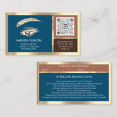 まつ毛マイクロブレードQRコードアフターケアバラロゴBlu 名刺 (正面/裏面)