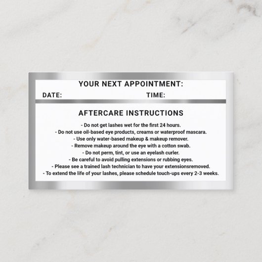 まつ毛マイクロブレードQRCODEアフターケアシルバーホワイト 名刺 (裏面)