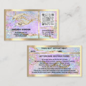 まつ毛マイクロブレードQRCODEアフターケア金ゴールドホログラフ 名刺 (正面/裏面)