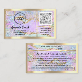 まつ毛マイクロブレードQRCodeロゴホログラフアフターケア 名刺