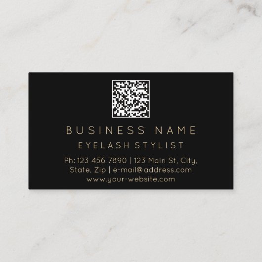 まつ毛マイクロブレードQRCODE金ゴールドブラック 名刺 (裏面)