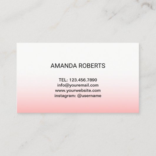 まつ毛メイクアップアーティストまつげ延長赤面ピンク 名刺 (裏面)