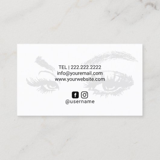 まつ毛メイクアップアーティストエレガント金ゴールドまつ毛サロン 名刺 (裏面)