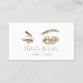 まつ毛メイクアップアーティストエレガント金ゴールドまつ毛サロン 名刺 (正面)