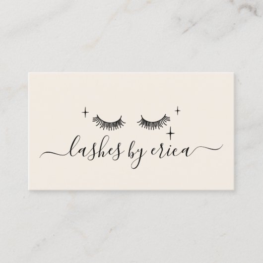 まつ毛メイクアップアーティストキュートスケッチまつ毛ベージュ 名刺 (正面)