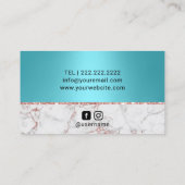 まつ毛メイクアップアーティストターコイズバラ金ゴールド大理石 名刺 (裏面)