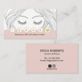 まつ毛メイクアップアーティストハンドスケッチガールロイヤリティ ロイヤリティカード (正面/裏面)