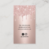 まつ毛メイクアップアーティストバラ金ゴールドグリッタードリップ 名刺 (裏面)