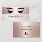 まつ毛メイクアップアーティストバラ金ゴールドストライプサロン 名刺 (正面/裏面)