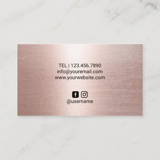 まつ毛メイクアップアーティストバラ金ゴールドストライプサロン 名刺 (裏面)