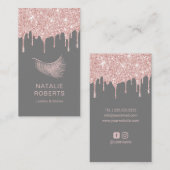 まつ毛メイクアップアーティストバラ金ゴールドドリップ美しいサロン 名刺 (正面/裏面)