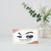 まつ毛メイクアップアーティストバラ金ゴールドブラシストローク 名刺 (スタンド正面)