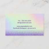 まつ毛メイクアップアーティストパープルグリッターホログラフィック 名刺 (裏面)