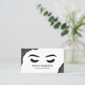 まつ毛メイクアップアーティストブラックモダンゲードサロン 名刺 (スタンド正面)