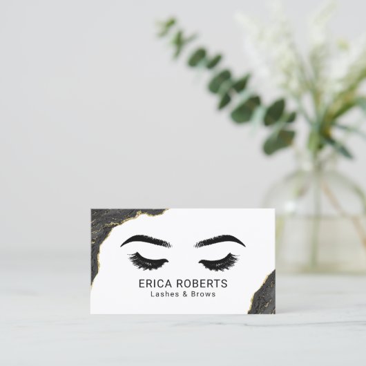 まつ毛メイクアップアーティストブラックモダンゲードサロン 名刺 (スタンド正面)