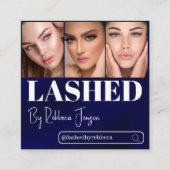 まつ毛メイクアップアーティストブルー美しいサロンqrコード スクエア名刺 (正面)