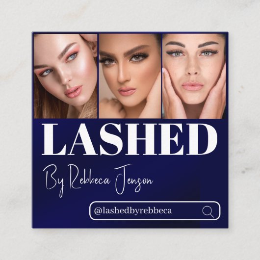 まつ毛メイクアップアーティストブルー美しいサロンqrコード スクエア名刺 (正面)