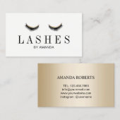 まつ毛メイクアップアーティストモダン金ゴールドまつ毛エクステンション 名刺 (正面/裏面)