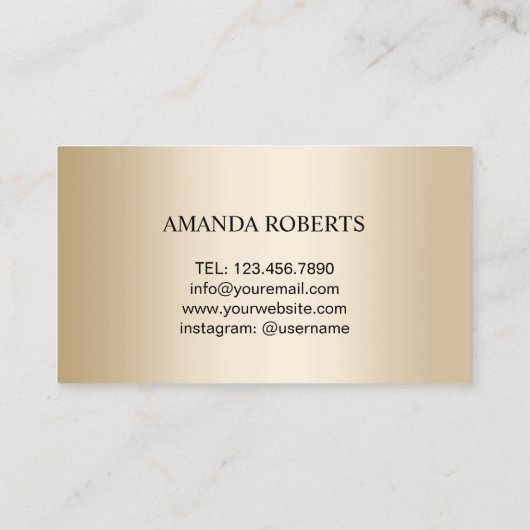 まつ毛メイクアップアーティストモダン金ゴールドまつ毛エクステンション 名刺 (裏面)